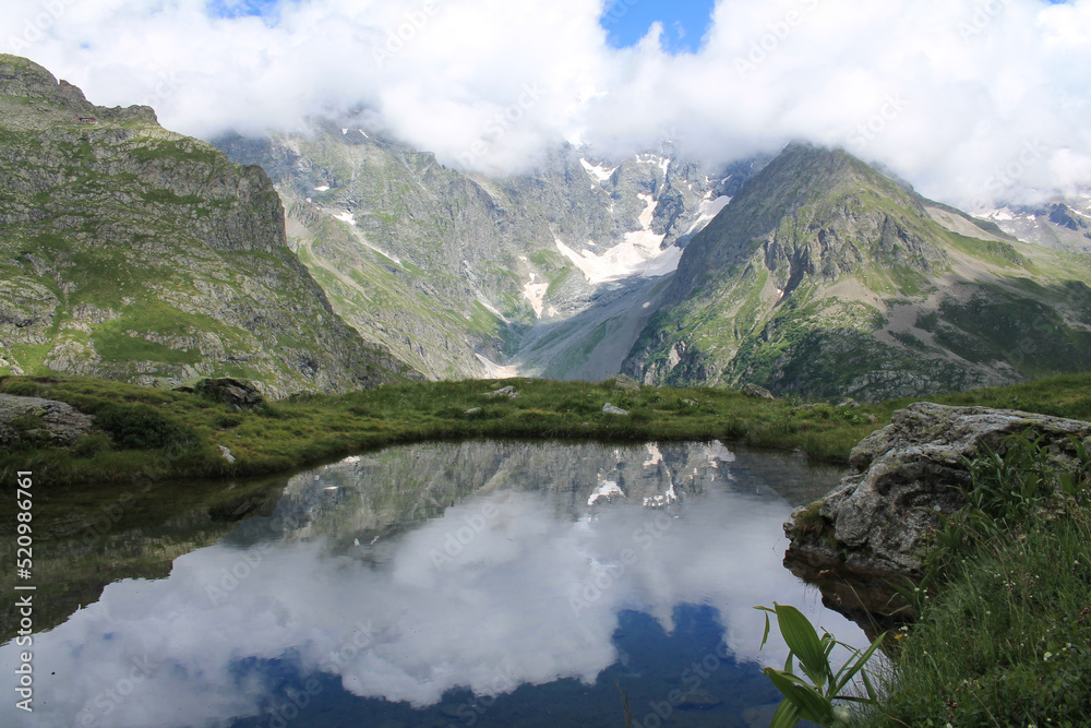 The Lauzon lake in the french alps, ecrins national park
