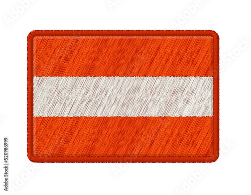 Flag Of Austria. Vector Photo Realistic Embroidery Patches Isolated On White Background.