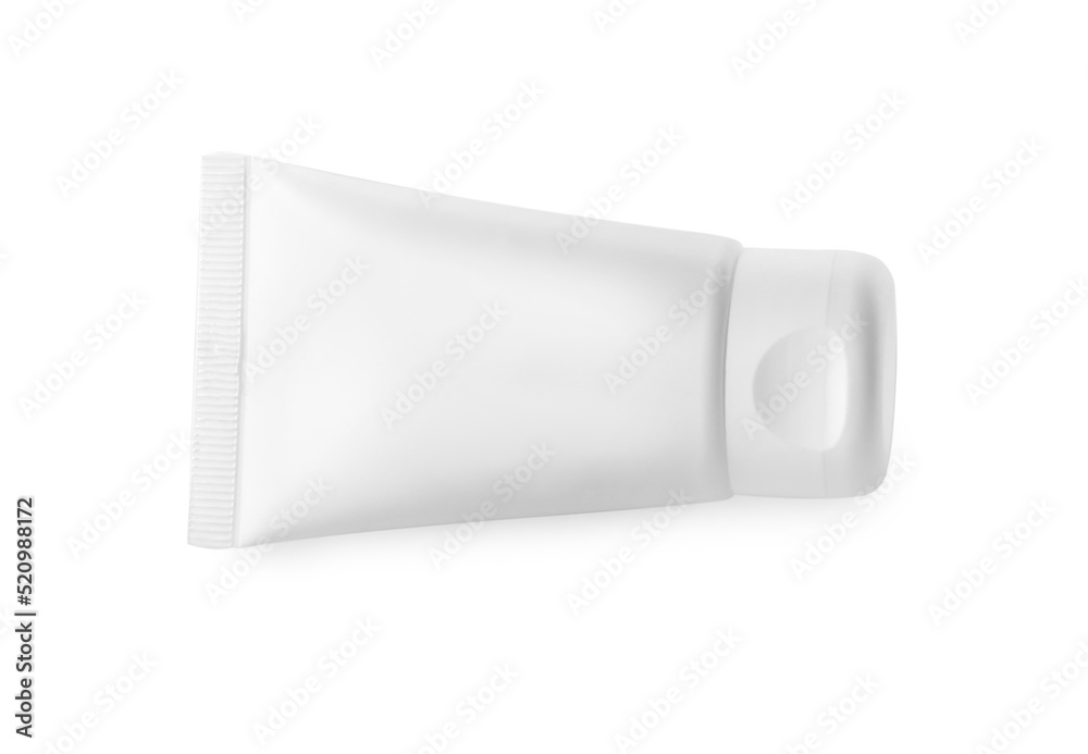 Tube of hand cream isolated on white, top view Tube of hand cream isolated on white, top view