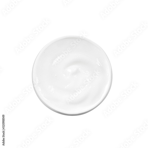 Jar of hand cream isolated on white, top view