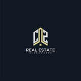 CZ initial monogram logo for real estate with home shape creative design