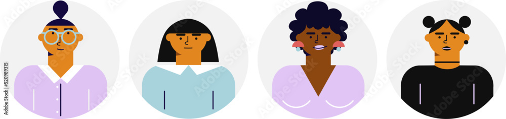 People in different avatars. Profile icons set including men and women. Icons for games, online communities, web forums. Vector illustration in cartoon flat style People in different avatars. Profile icons set including men and women. Icons for games, online communities, web forums. Vector illustration in cartoon flat style