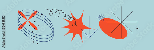 Universal trendy textured geometric bright bold shapes set