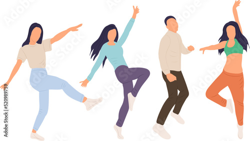 people dancing in flat style, isolated, vector