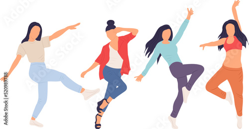 women dancing in flat style  isolated  vector