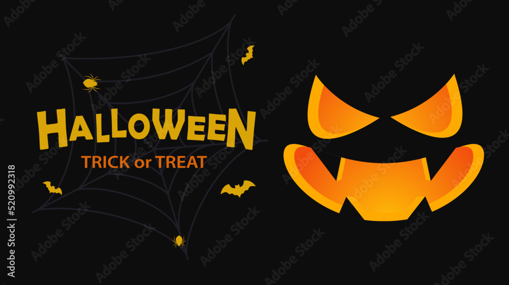 Happy halloween banner design isolated on dark background. Invitation cards. Vector illustration