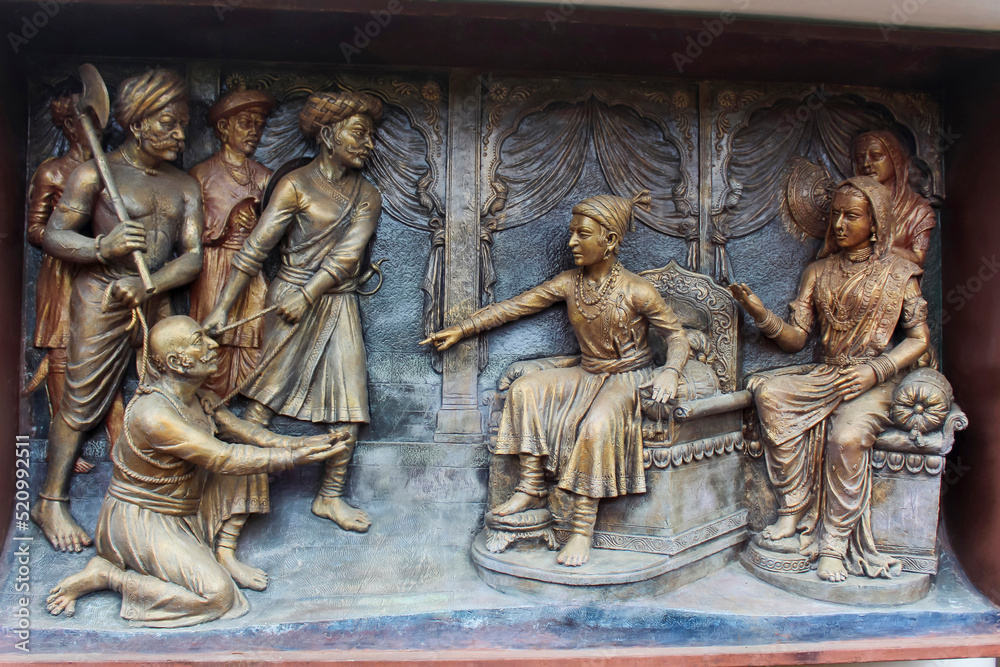 Young Shivaji Maharajs justice sculpture, Shiv Shrushti Garden, Aptale Rd, Junnar, Maharashtra, India