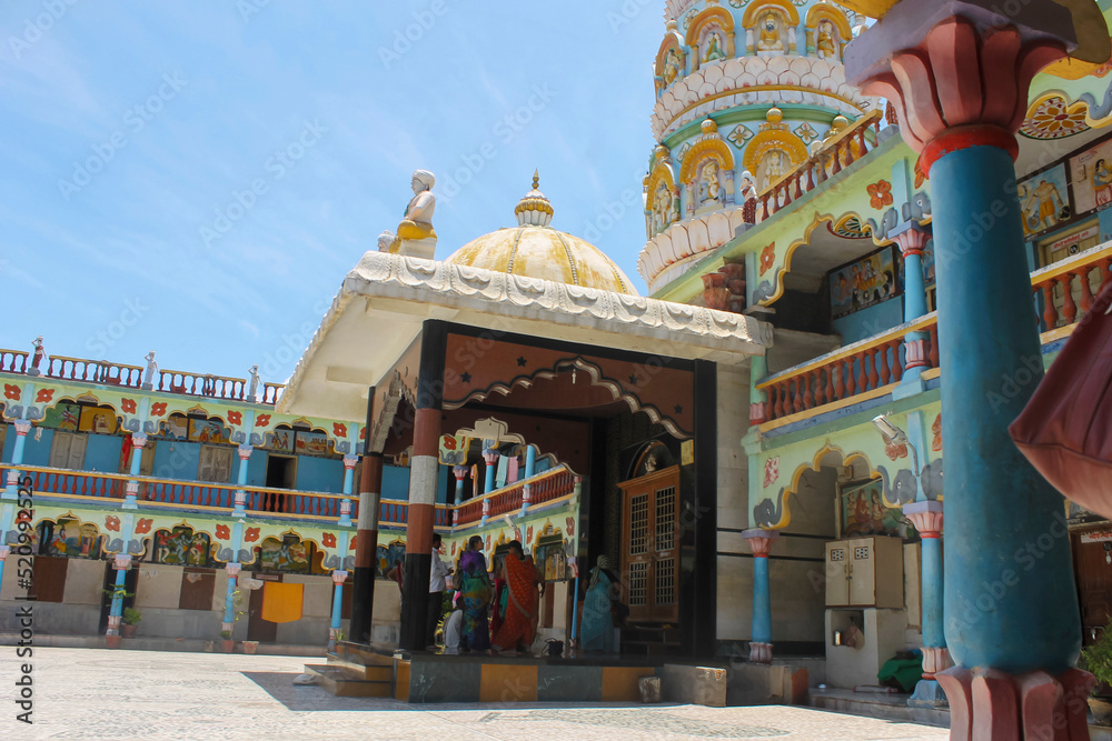 INDIA, MAHARASHTRA, PAITHAN, June 2015, Devotee at Geeta Mandir, Sant Dynaneshwar Udyaan