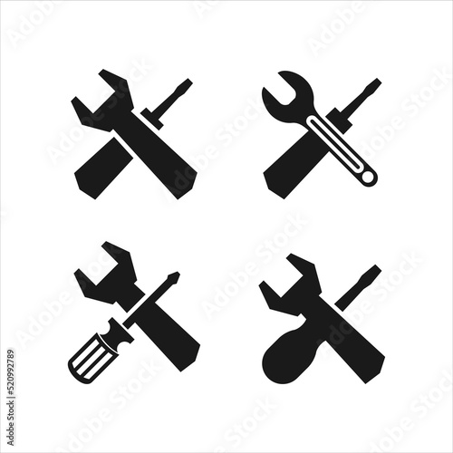 Fototapeta Naklejka Na Ścianę i Meble -  Four cross screwdriver tools vector silhouette