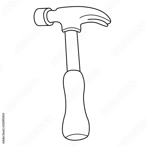 Hammer outline vector on white background