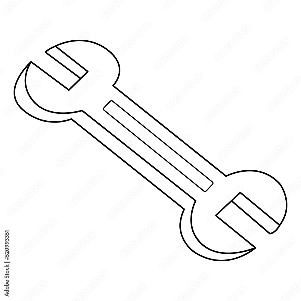 Spanner outline vector on white background Spanner outline vector on white background