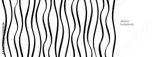 Undulate curve simple line vector banner background. Squiggly wiggly monochrome hand drawn backdrop, wavy zebra pattern, abstract dynamic stroke. Clean linear pattern, contemporary illustration