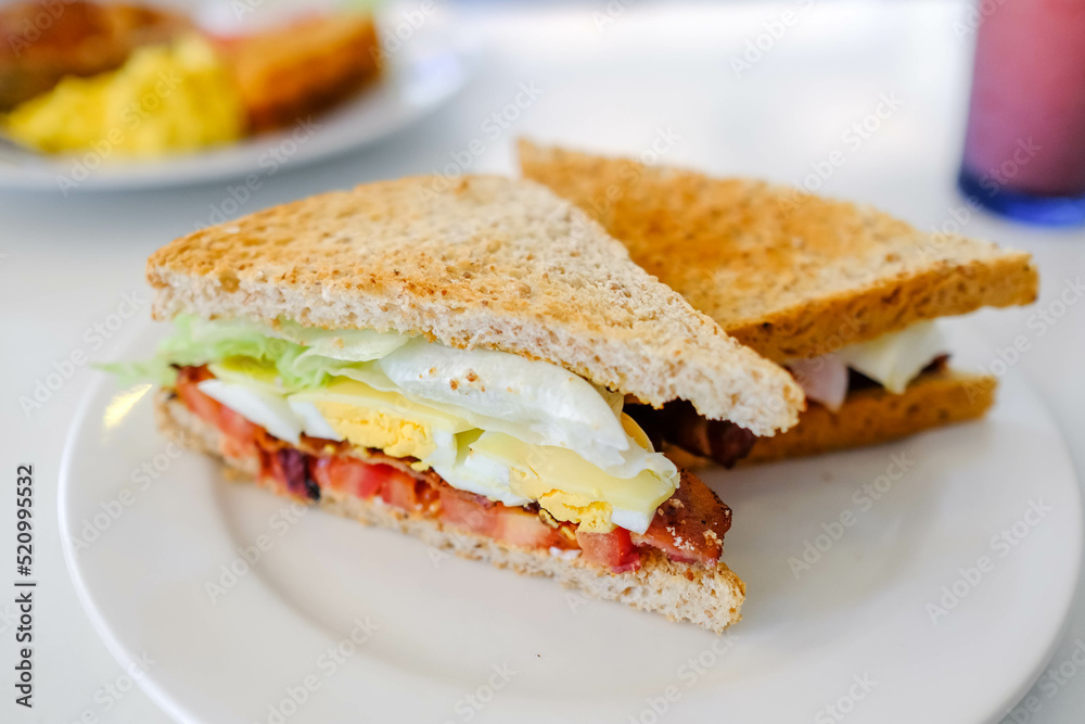 Close up of sandwiches for breakfast. Close up of sandwiches for breakfast.