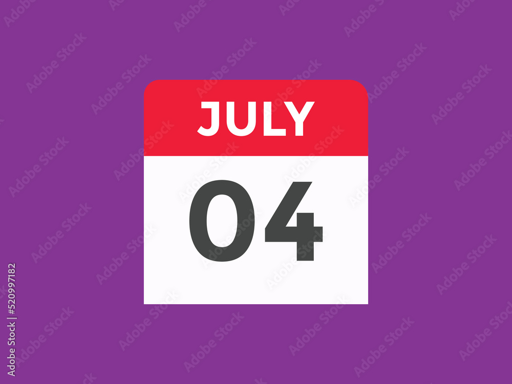 july 4 calendar reminder. 4th july daily calendar icon template. Vector illustration
july 4 calendar reminder. 4th july daily calendar icon template. Vector illustration