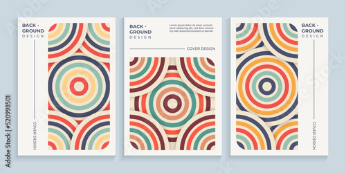 Vintage overlapping circles cover design with retro colors © medelwardi