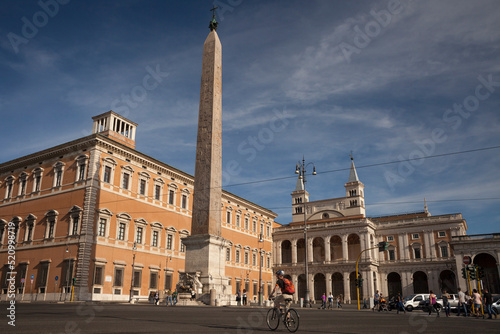 Piazza of Giovanni Paolo II with the Archbasilica of Saint John Lateran in the background in Rome