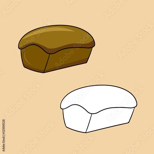 A set of pictures, a rectangular loaf of bread, a vector illustration in cartoon style