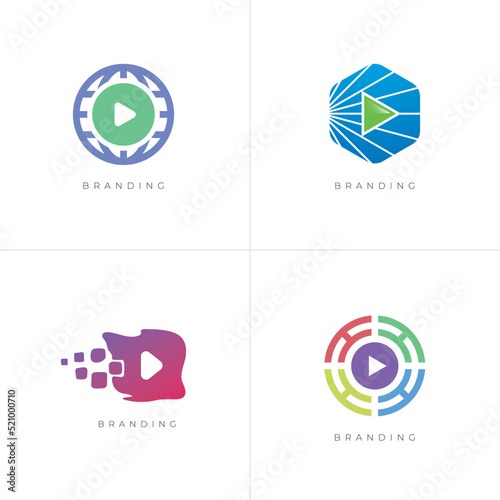 4in1 Bundle - Play Stream Multimedia Vector Logo Set