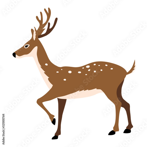 Vector illustration of a red deer in a flat style on a white background. Logo, icon. Christmas deer.