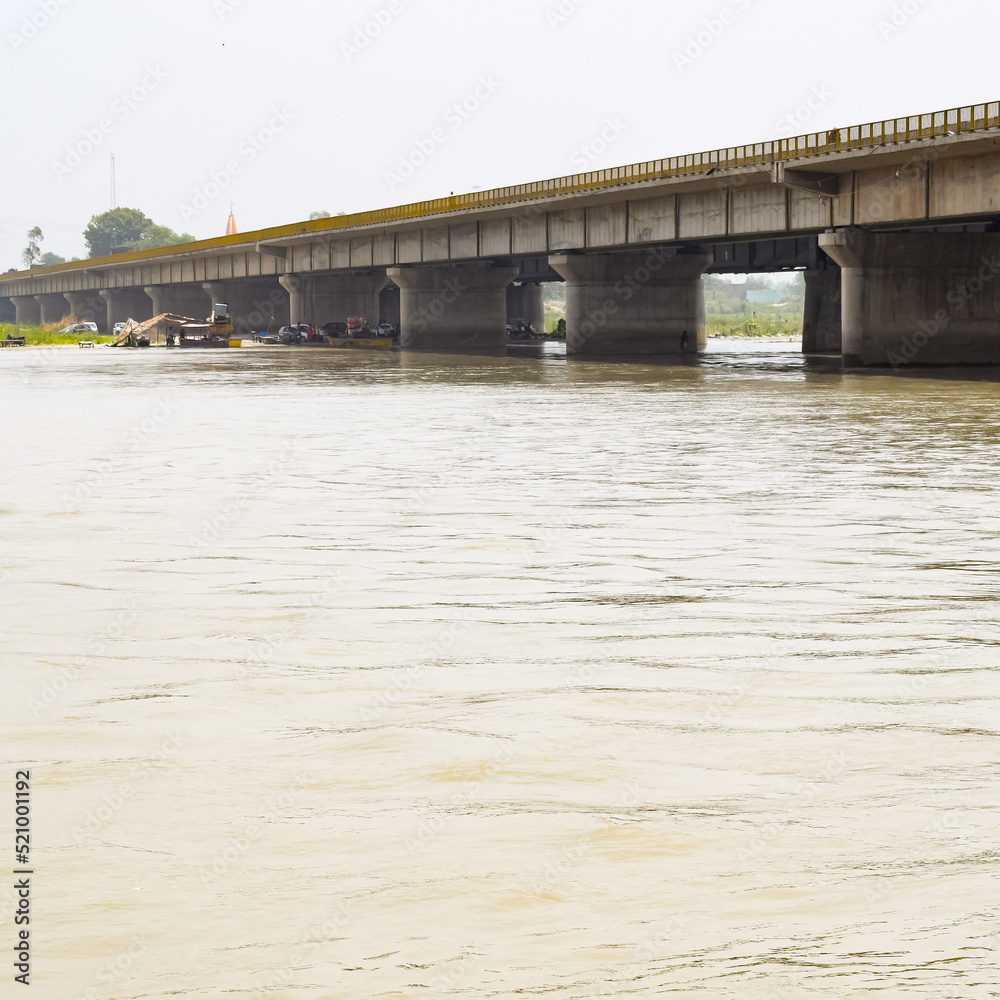 Ganga as seen in Garh Mukteshwar, Uttar Pradesh, India, River Ganga is believed to be the holiest river for Hindus, A view of Garh Ganga Brij ghat which is very famous religious place for Hindus