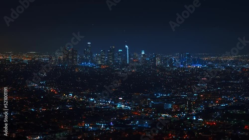 Wallpaper Mural Los Angeles downtown timelapse at night. Big city in the USA. Skyscrapers and street lights with traffic Torontodigital.ca