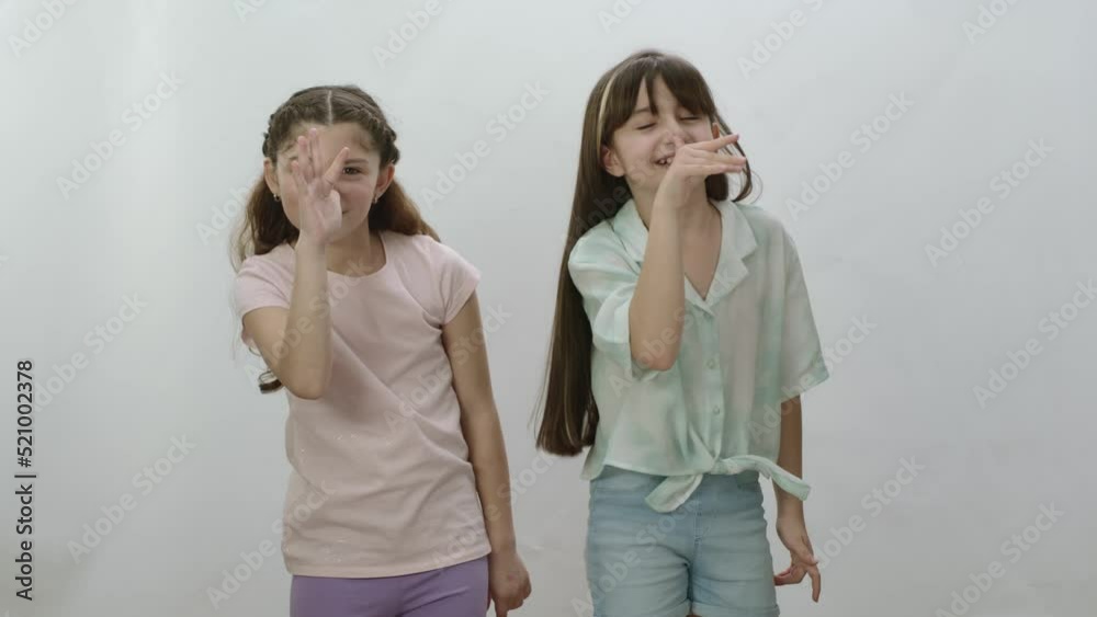 Girlfriends who love each other very much are making fun of each other