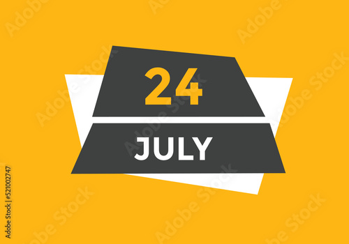 july 24 calendar reminder. 24th july daily calendar icon template. Vector illustration 
