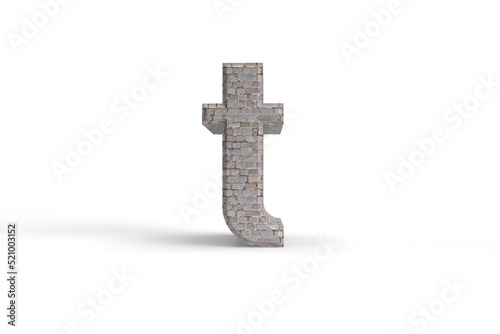 Old style brick stone letter t