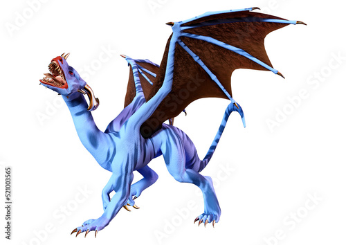 3D Rendering Fairy Tale Dragon on White