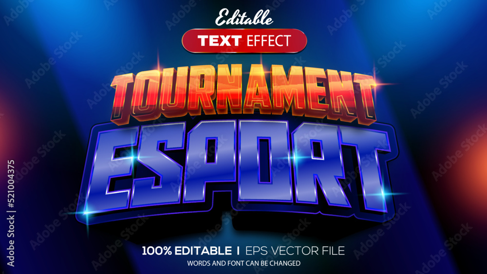 3D tournament esport text effect - Editable text effect - obrazy, fototapety, plakaty 