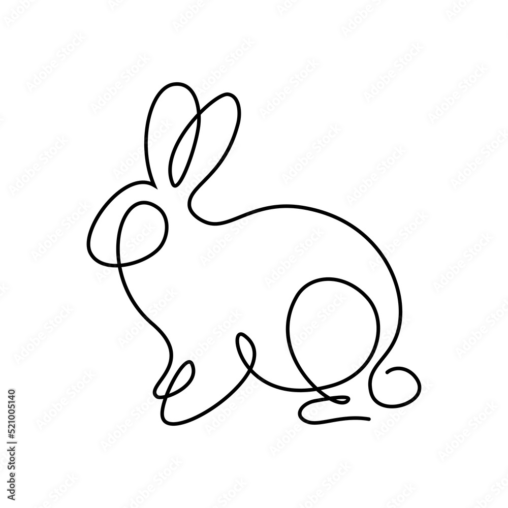 Bunny rabbit in continuous line art drawing style. Hare black linear sketch isolated on white background. Vector illustration Bunny rabbit in continuous line art drawing style. Hare black linear sketch isolated on white background. Vector illustration