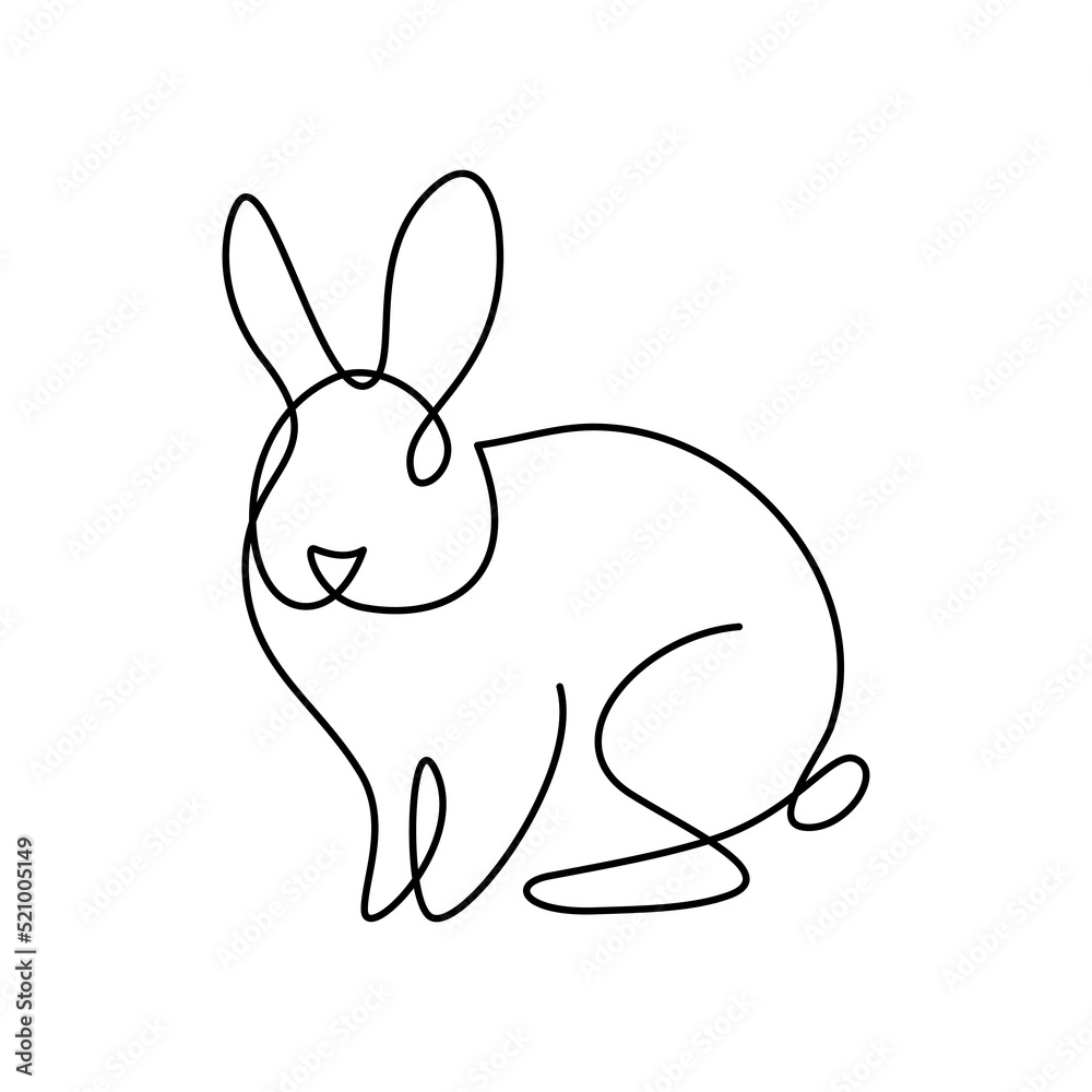 Bunny rabbit in continuous line art drawing style. Hare black linear sketch isolated on white background. Vector illustration Bunny rabbit in continuous line art drawing style. Hare black linear sketch isolated on white background. Vector illustration