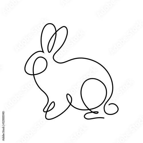 Bunny rabbit in continuous line art drawing style. Hare black linear sketch isolated on white background. Vector illustration