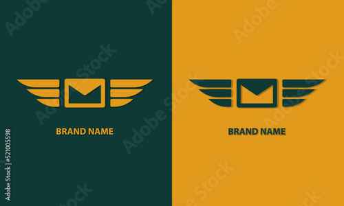 Illustration vector graphic of mail logo design. Combination of message and wings.