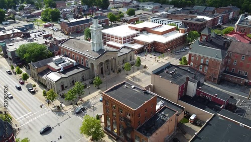 Ross County Courthouse, in Chillicothe, Ohio.  The site of the Ohio's first capitol.  Aerial drone footage photo