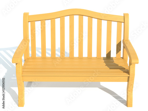 wooden garden park bench 3d render illustration