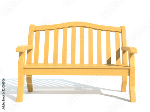 wooden garden park bench 3d render illustration