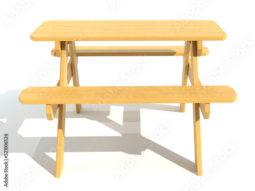 benches with a picnic table in the garden or park 3d render illustration