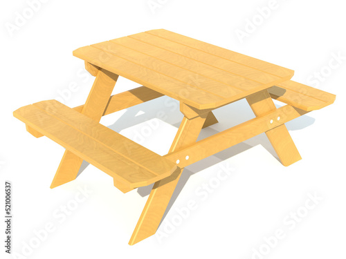 benches with a picnic table in the garden or park 3d render illustration