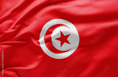  Waving national flag of Tunisia