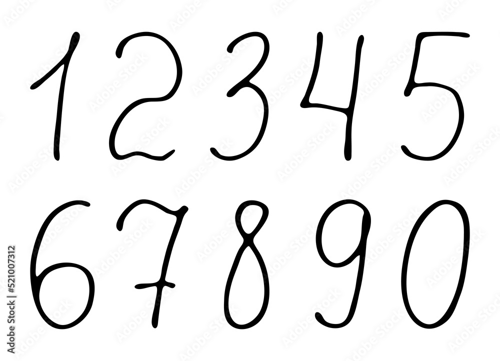 Handwritten numbers vector line art. Handwritten numbers vector line art.