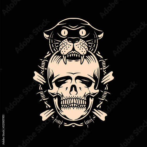 panther and crossbones tattoo vector design