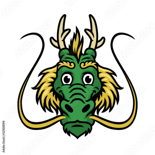 Dragon Head Cartoon Happy Mascot Logo