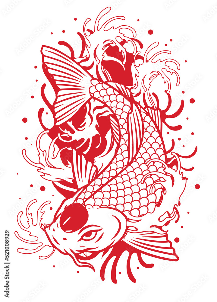 Tattoo of Red Japanese Koi Fish