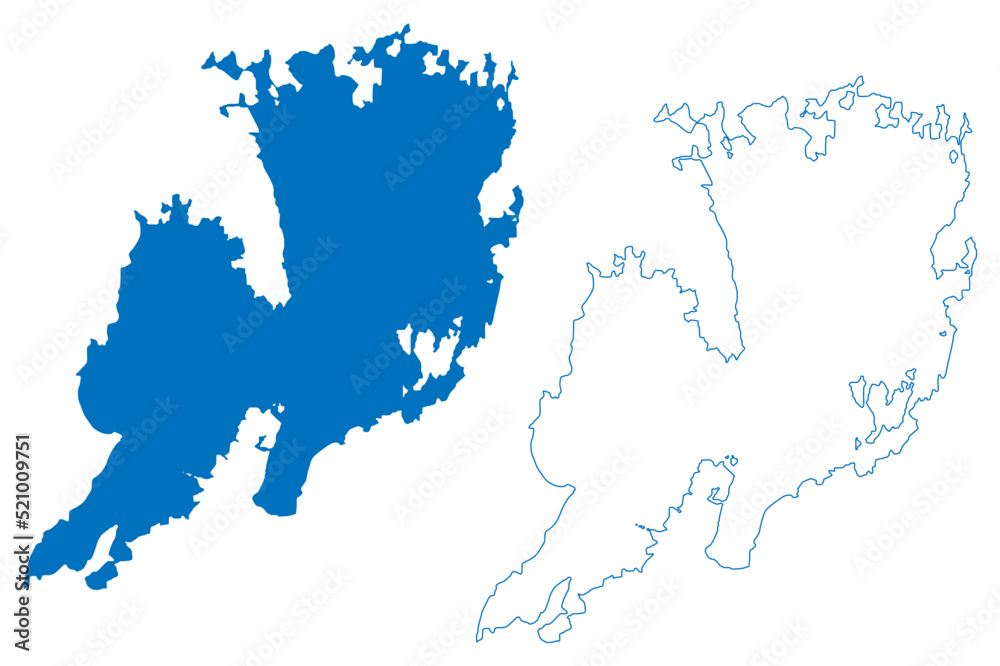 Fototapeta premium Lake Vanern (Kingdom of Sweden) map vector illustration, scribble sketch Vänern map