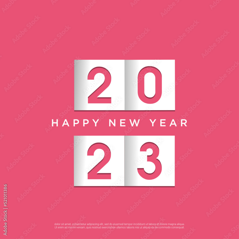 2023 happy new year paper cut number. on pink background. 2023 happy new year paper cut number. on pink background.