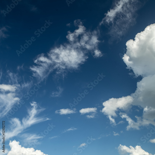 Beautiful nature background. Blue sky with white clouds.