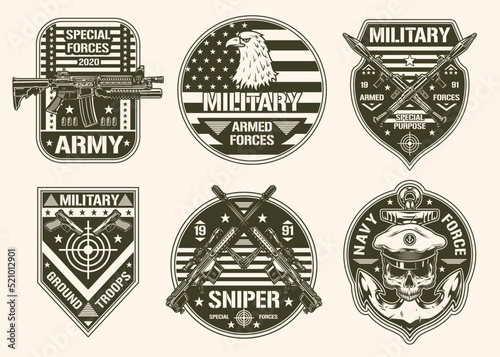 Military chevrons set element monochrome