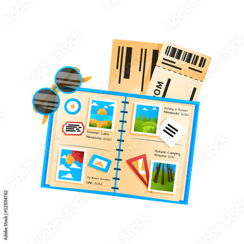 Wallpaper Mural Travel album with photos and luggage stickers vector cartoon illustration. Torontodigital.ca