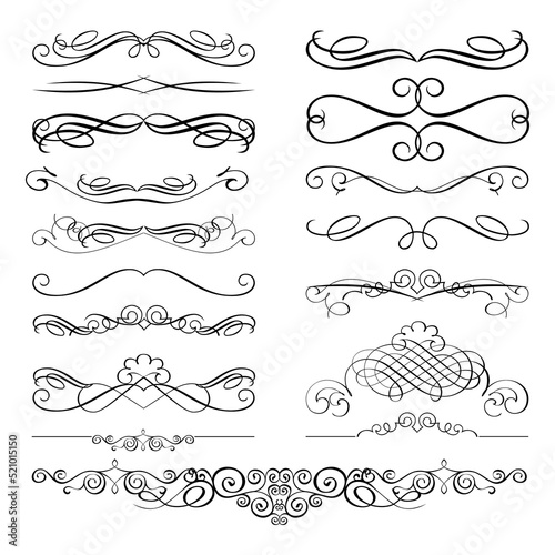 Vignette set. A set of different vignettes for decoration and design creation. Vector illustration isolated on a white background for design and web.